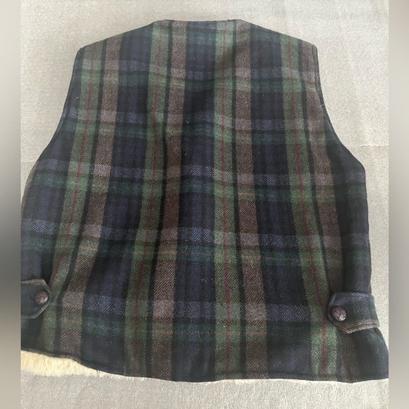 [M]VTG Point Zero Multicolor Plaid Wool blend Vest with Shearling Lining NWOT - Picture 6 of 6